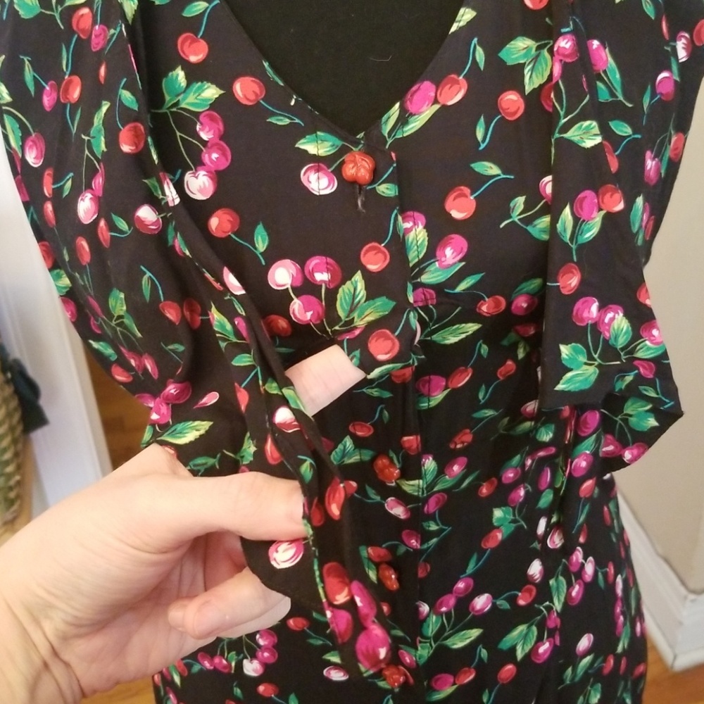 VTG Bobbie Bee Cherry Tie Maxi Dress - Picture 3 of 8